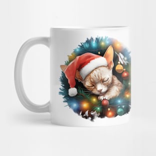 Lazy Devon Rex Cat At Christmas Mug